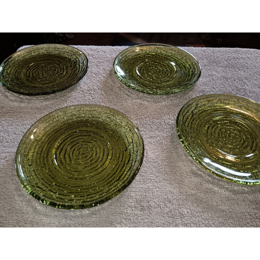 Vintage MCM Anchor Hocking Sorento saucers (Set Of 4) Avocado Green