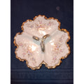Lefton Hand Painted 3 Handled Divided Candy Dish Pink Blue Roses Gold Trim 7056
