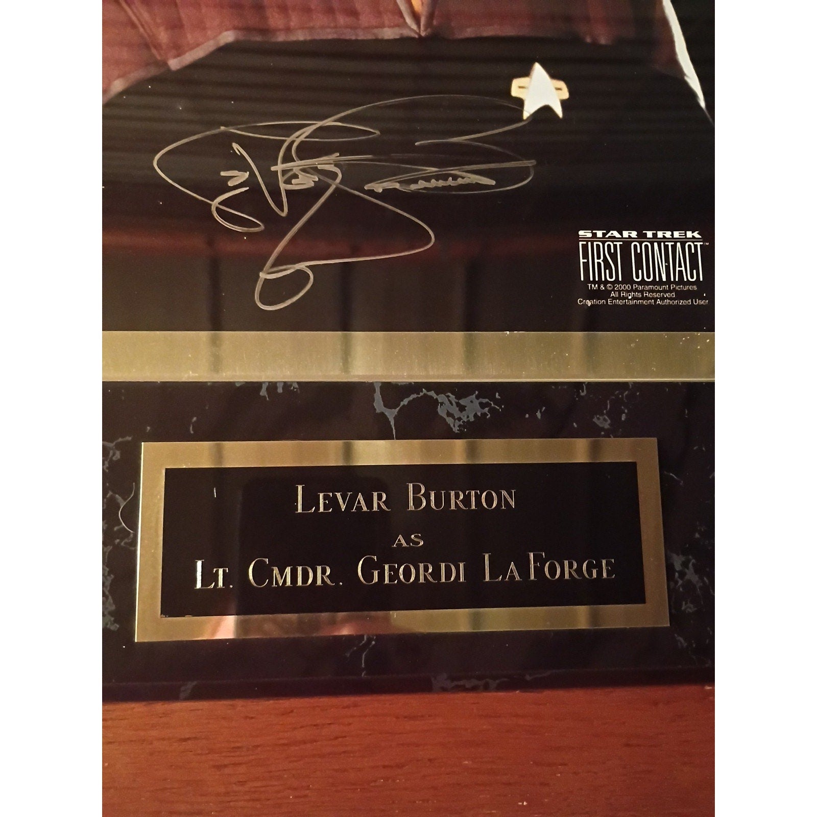 LeVar Burton Autographed Star Trek First Contact 8x10 Lt Comm Geordi Laforge