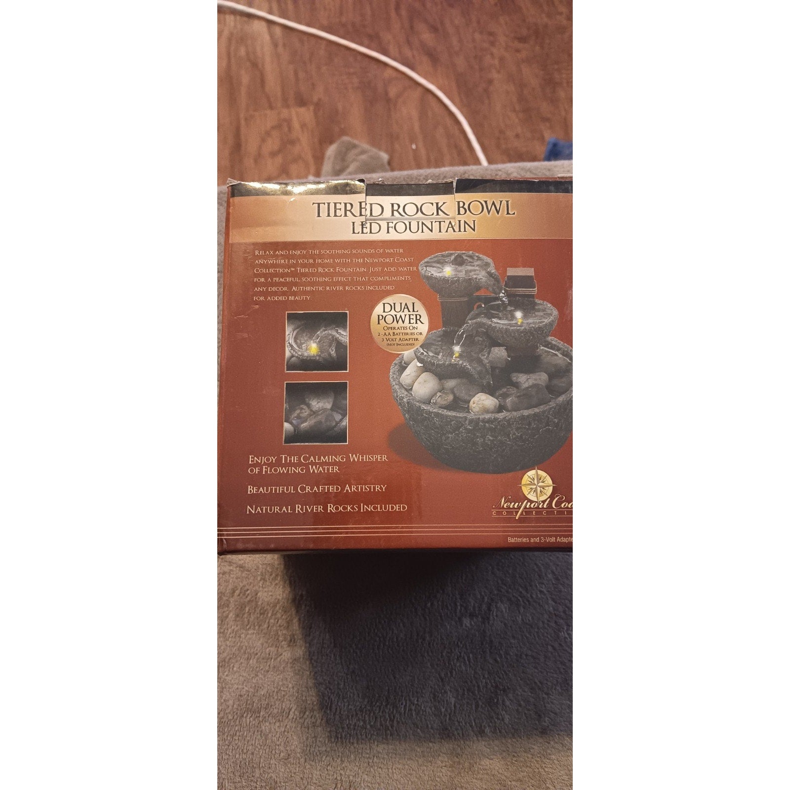 NIB Brand New Newport Coast Tiered Rock Bowl LED Fountain