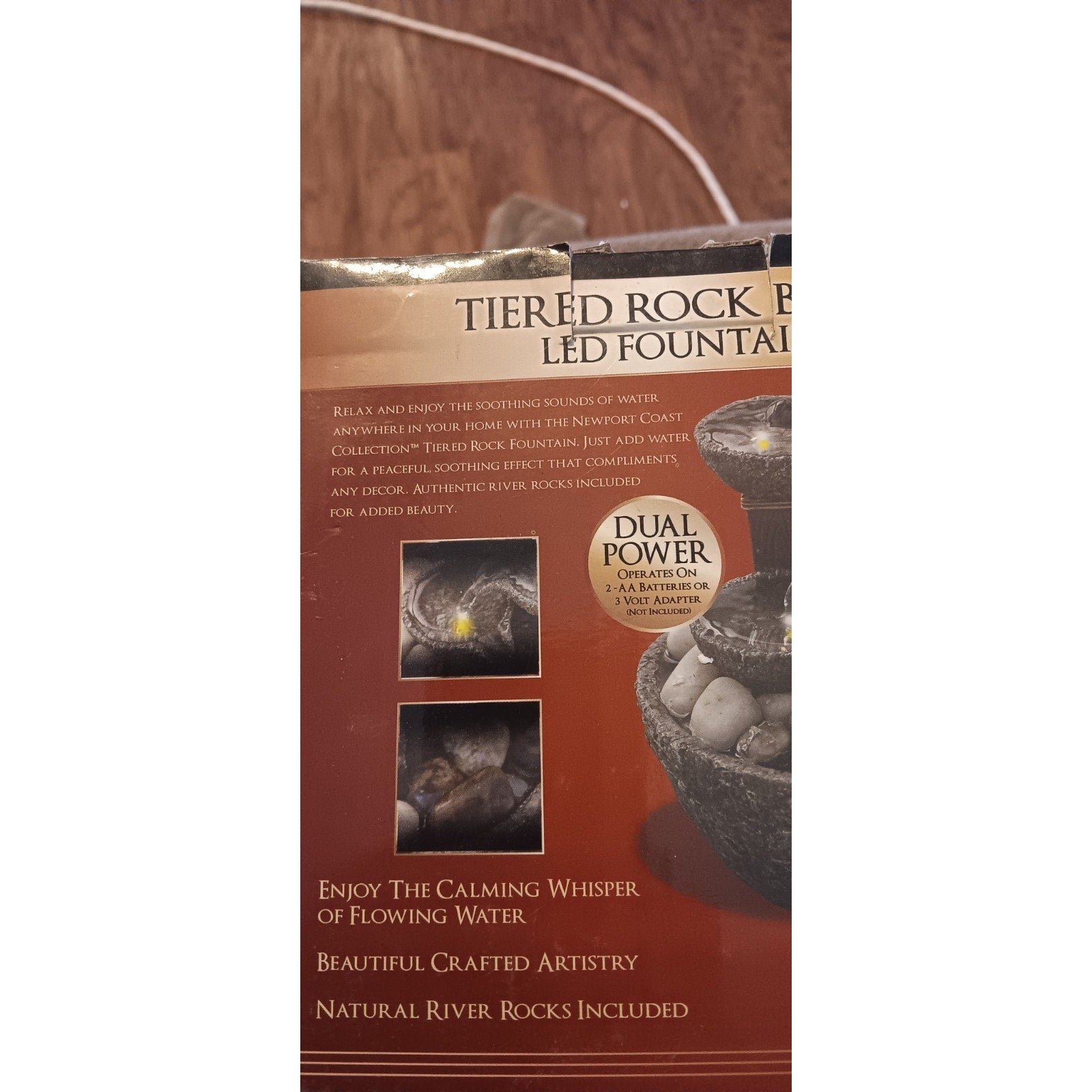 NIB Brand New Newport Coast Tiered Rock Bowl LED Fountain