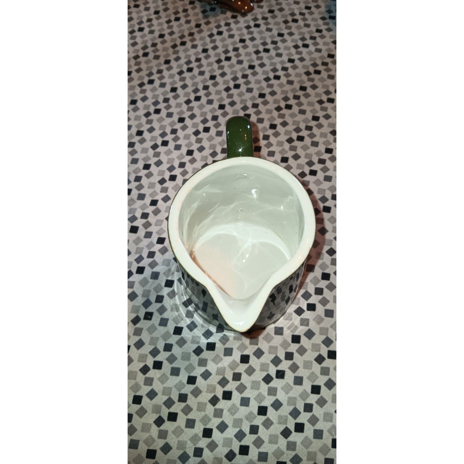 Vintage Creamer 1960's Hull Creamer Retro Avocado Green Glazed Pottery Pitcher