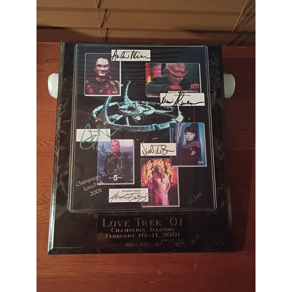Star Trek Love Trek 2001 Autographed Plaque 5 Signatures In Person Signing 13x11
