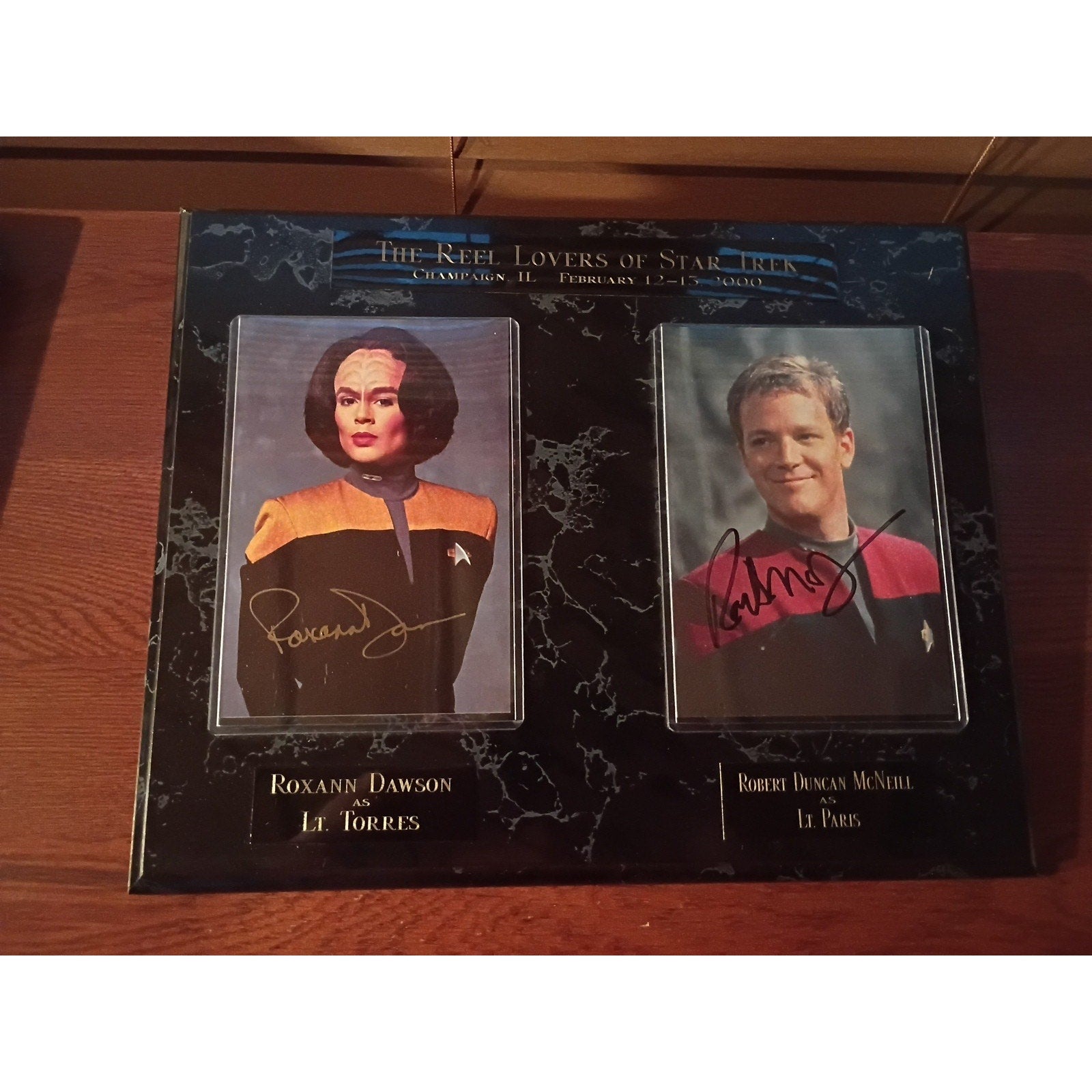 The Reel Lovers Of Star Trek Autographed Photos with Plaque Lt Torres/Lt Paris