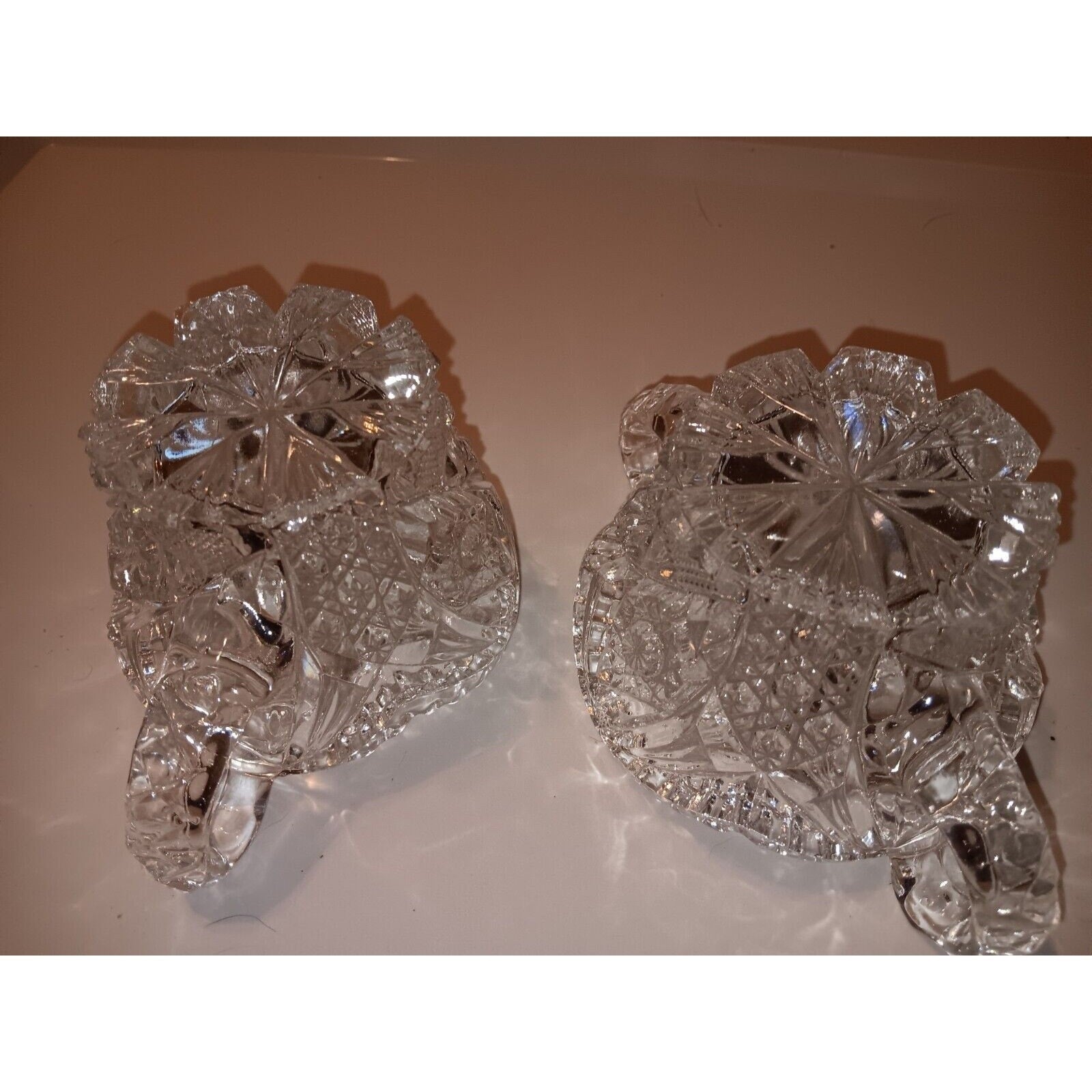 Imperial Glass Creamer and Sugar Set Pattern Number 526 Heavy Sawtooth Edge