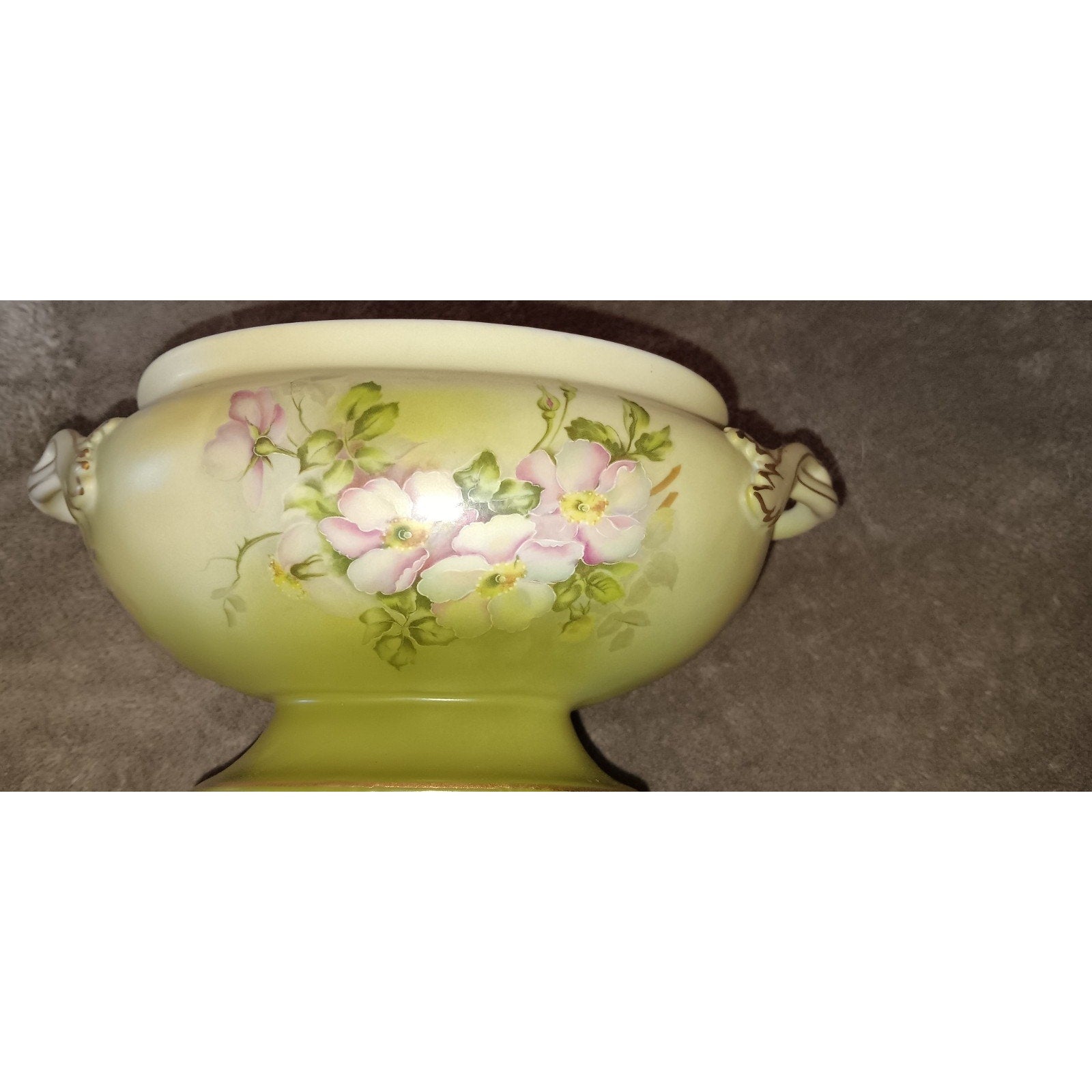 Gorgeous Antique Hand Painted Nippon Porcelain BOWL w/ LID Floral Tureen