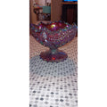 Fenton Ruby Red Glass Carnival Pinwheel Iridescent Sawtooth Edge Candy Bowl Art