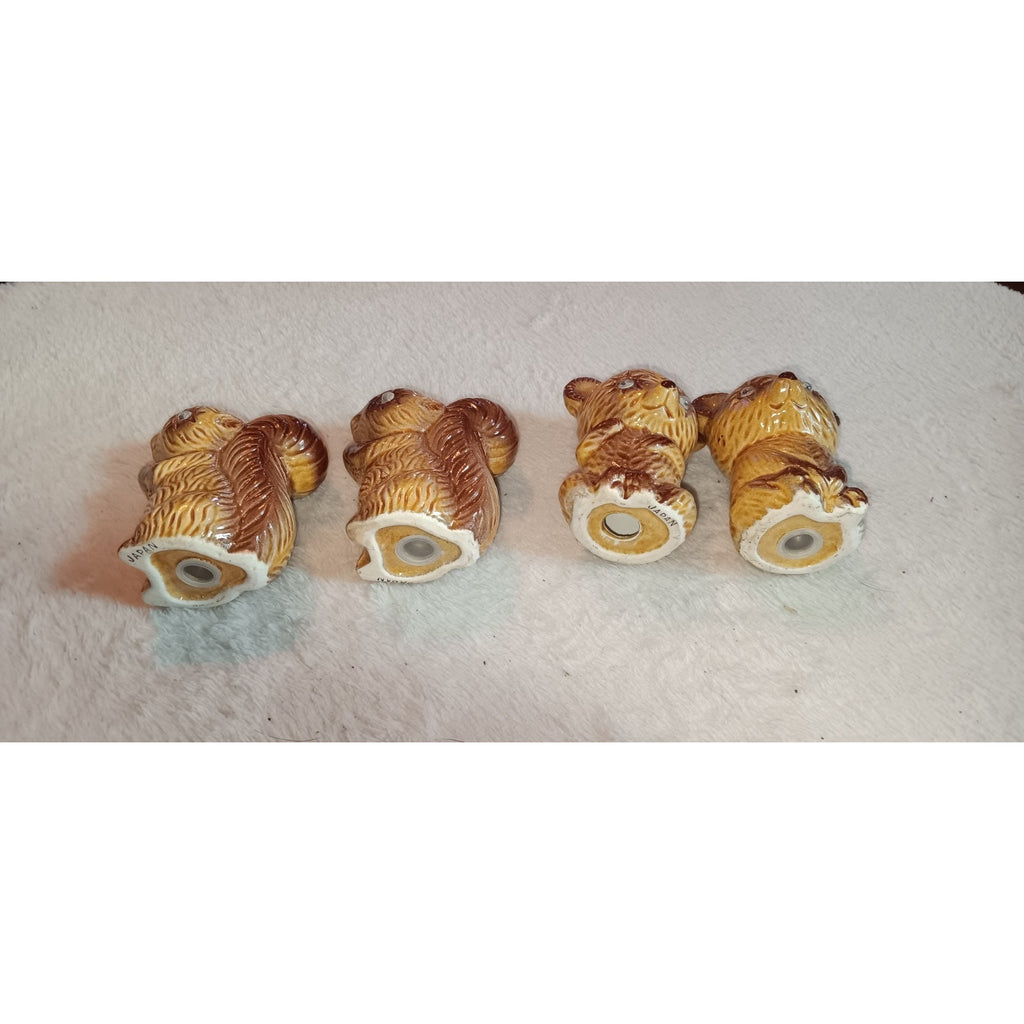 Lot Of 2 Vintage Squirrel & Bear Salt Pepper Shakers Googly Eyed JAPAN