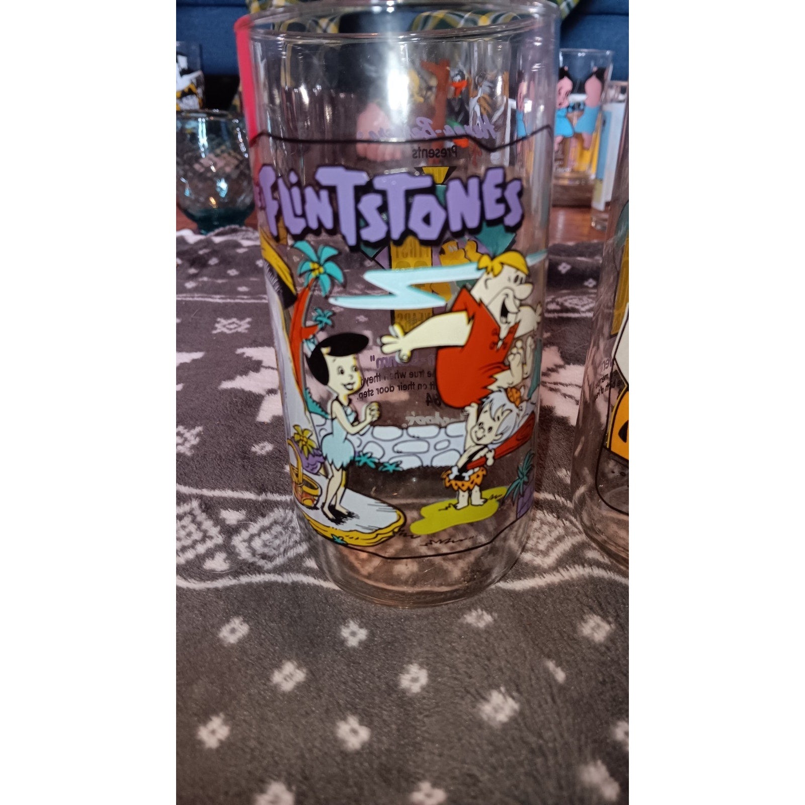 Vintage Flintstones Hardee's 1991 First 30 Years Set Of 2 Vintage Glasses