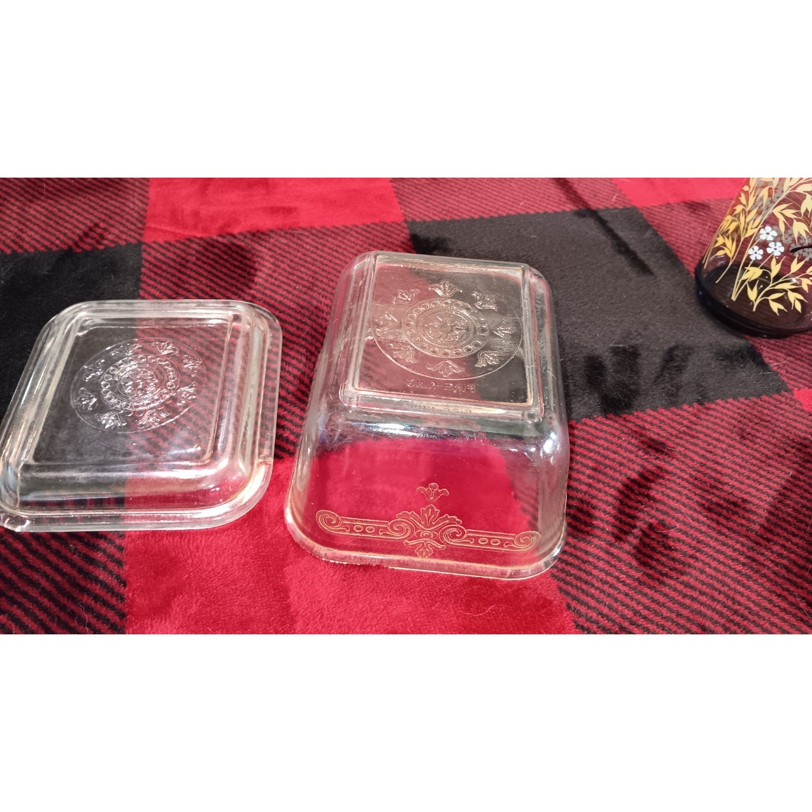 Vintage Fire King Clear Glass Refridgerator Dish w/ Lid
