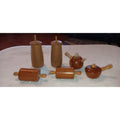 Vintage Wooden Butter Churn, Rolling Pin, And Tea Pot And Pan S&P Shakers Lot