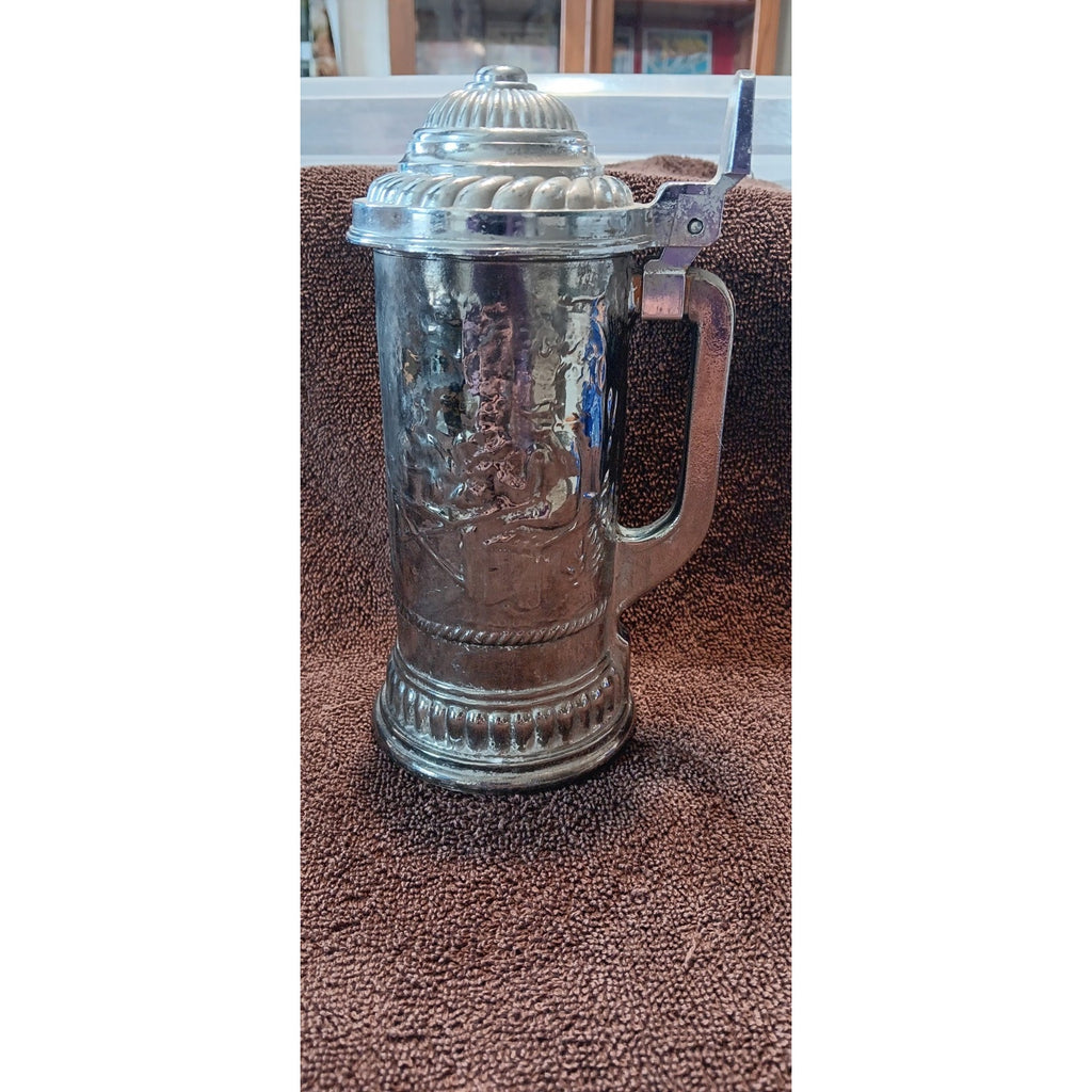 Nova Glass Stein Lidded German Scenery 7" Nice Condition Rare