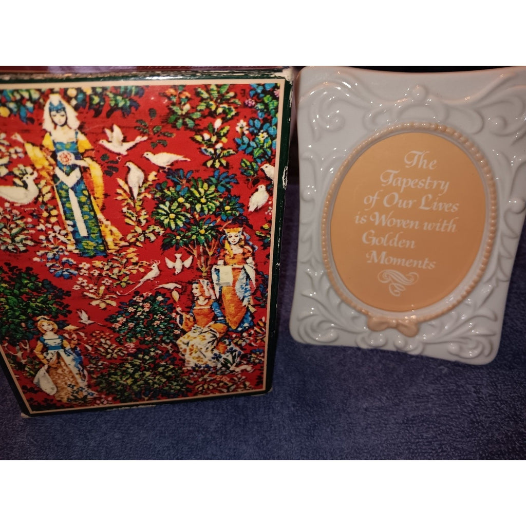 AVON Vintage Tapestry Collection Porcelain Picture Frame 1981 5" With Box
