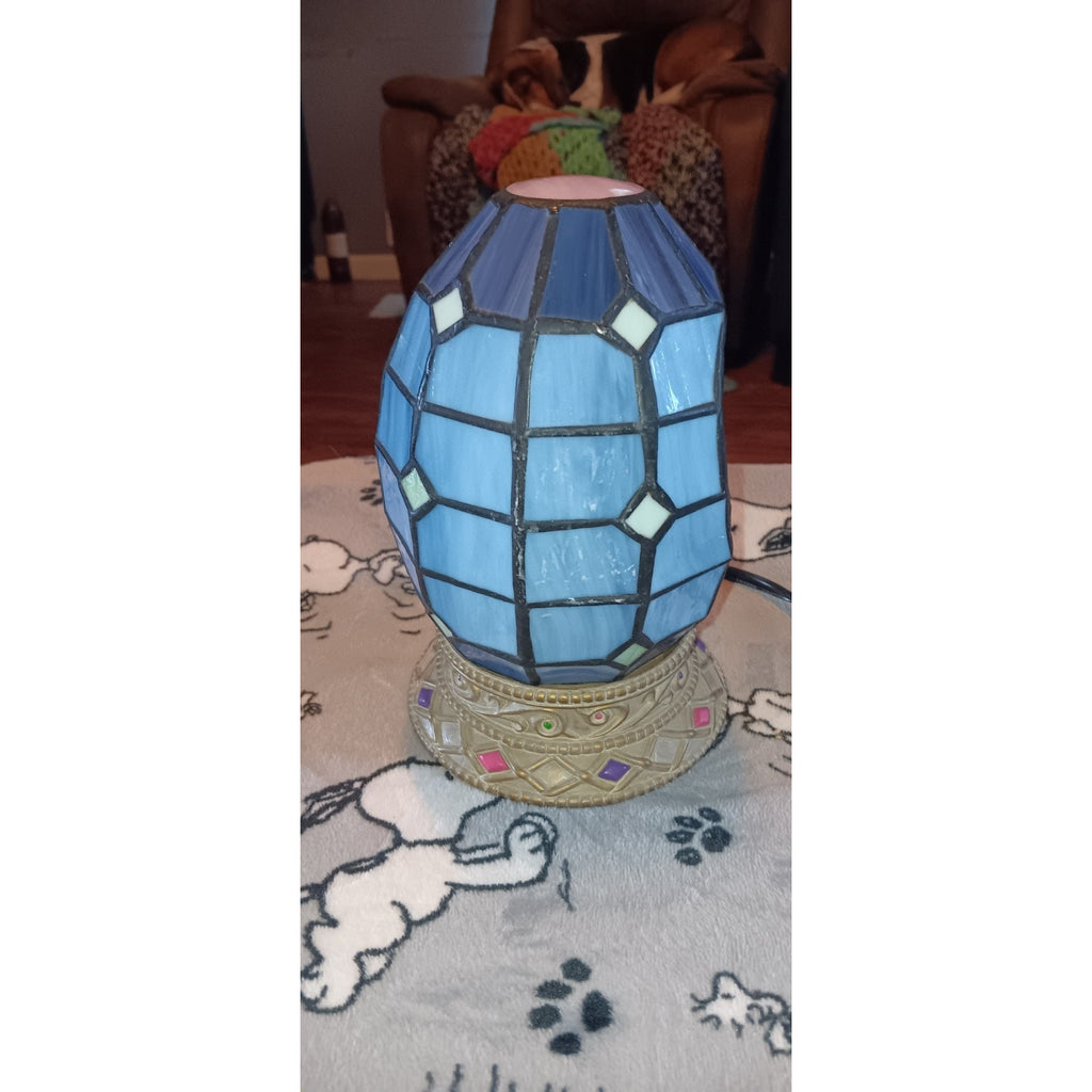 Vintage Cheyenne Slag Stained Glass Easter Bunny Rabbit Egg Table Lamp