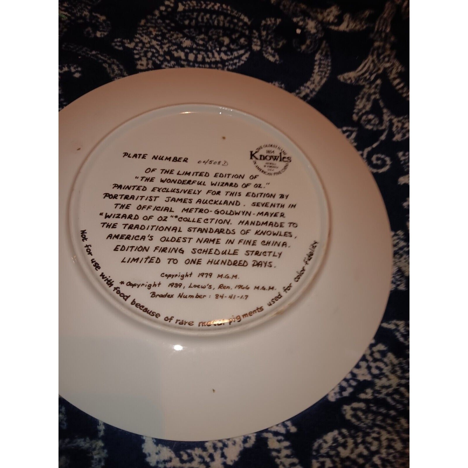Wizard of OZ Collection The Wonderful Wizard of Oz" Knowles Collector's Plate