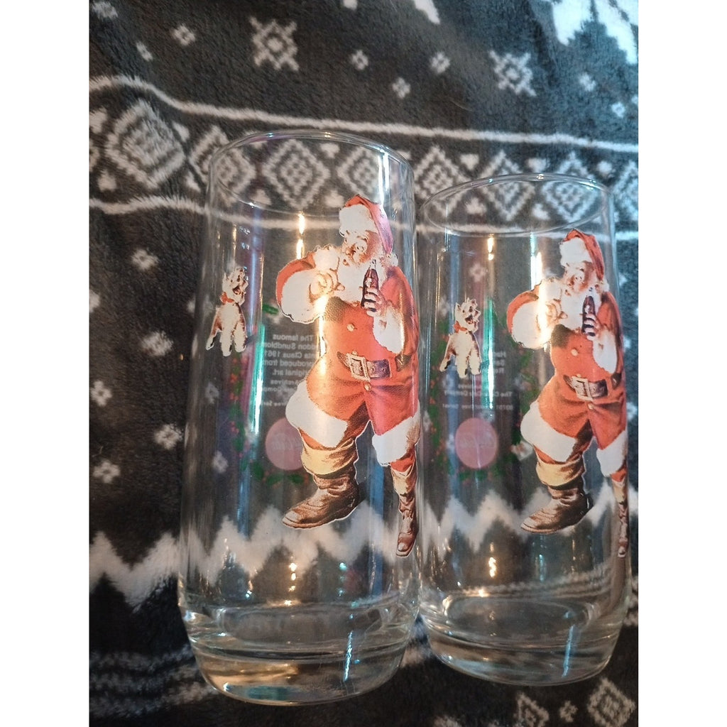 Vintage Coca Cola Santa Christmas Glass, Haddon Sundblom Santa Claus #1 of 3
