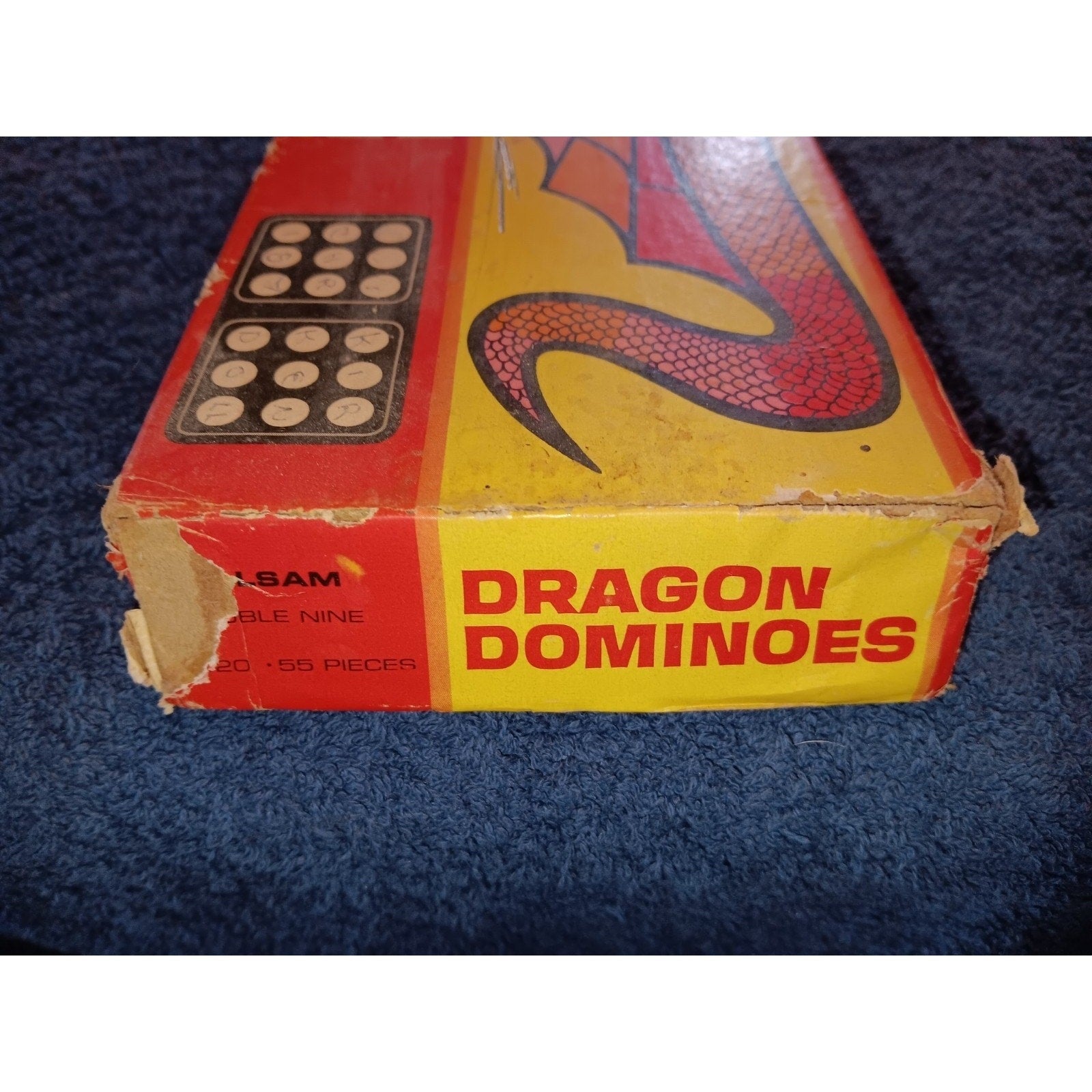 Vintage Dragon Dominoes by Halsam No. 920 Double Nine 55 Pieces Complete Set