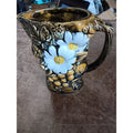 Vintage Majolica Pitcher Marked Japan 6.5 Inch High Fruit Daisy Flower