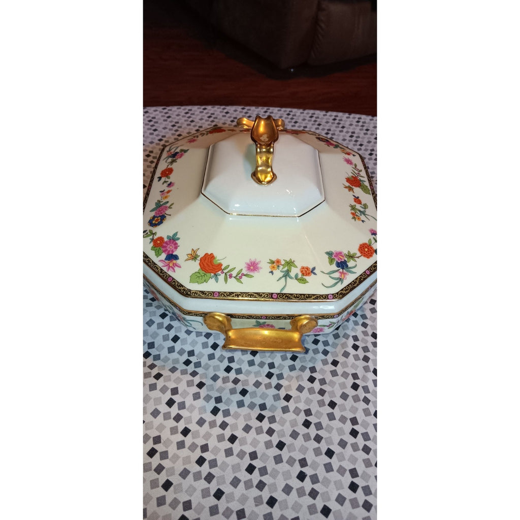 Vintage Johann Haviland Bavaria 10601 28 8-sided oval casserole with Lid Rare