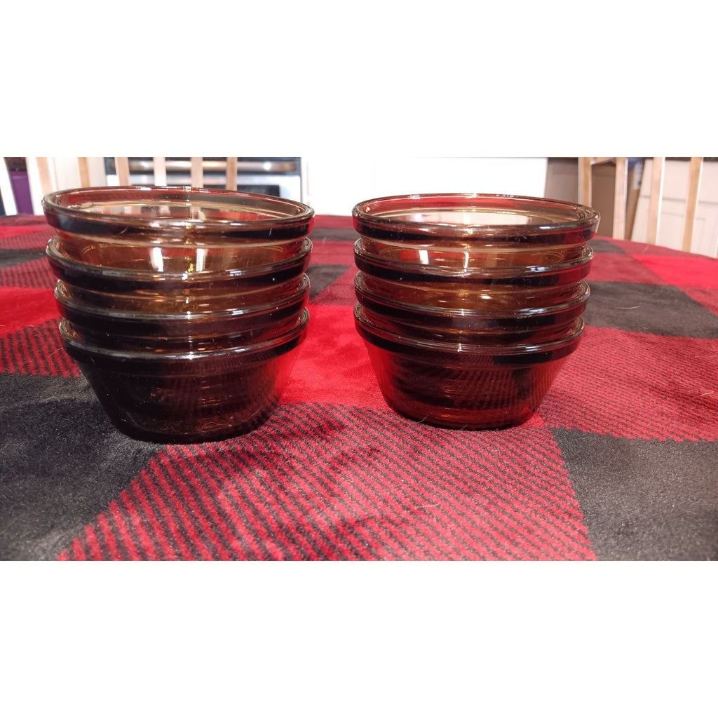Custard Cup 463 Vtg Set of 8 Custard Ramekin Cups 6oz Amber Smoky Brown