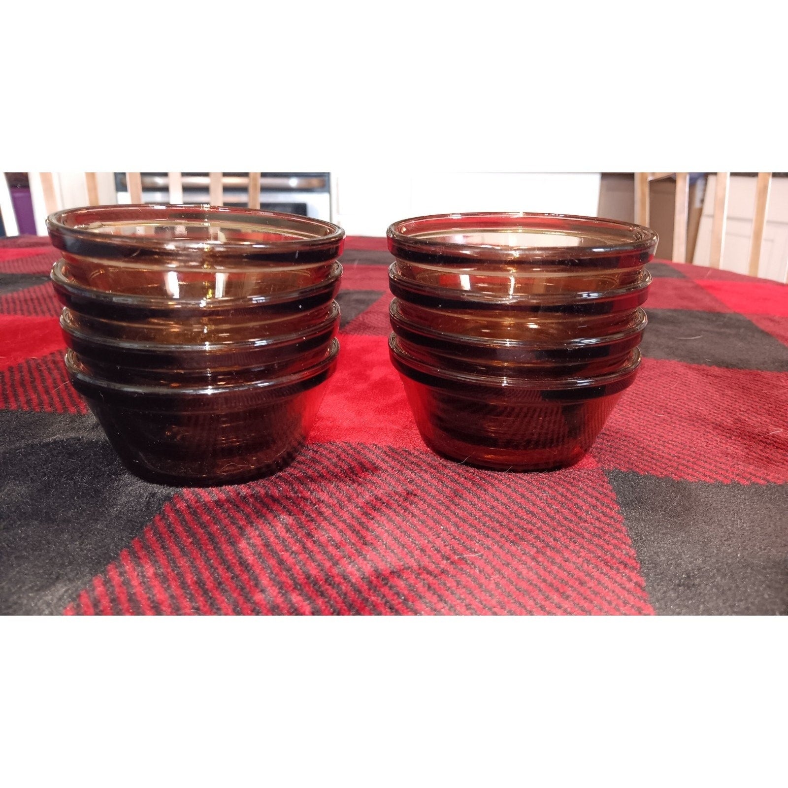 Custard Cup 463 Vtg Set of 8 Custard Ramekin Cups 6oz Amber Smoky Brown