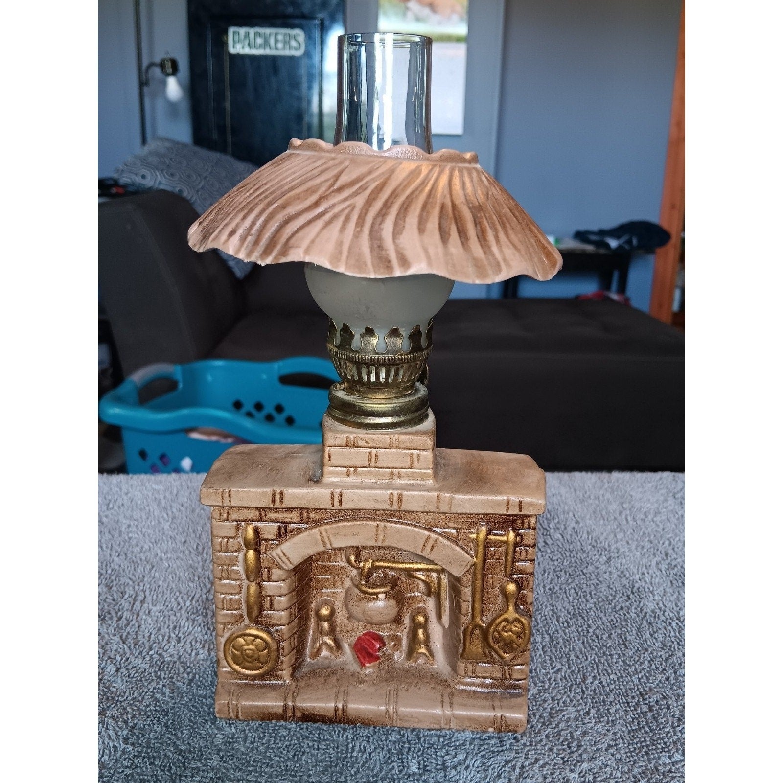 Vintage Fireplace Oil Lamp Figure, Japan Great Condition Rare