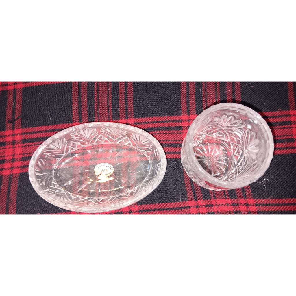 24% Lead Crystal Tumbler And Dish Made In TAIWAN Great Condition