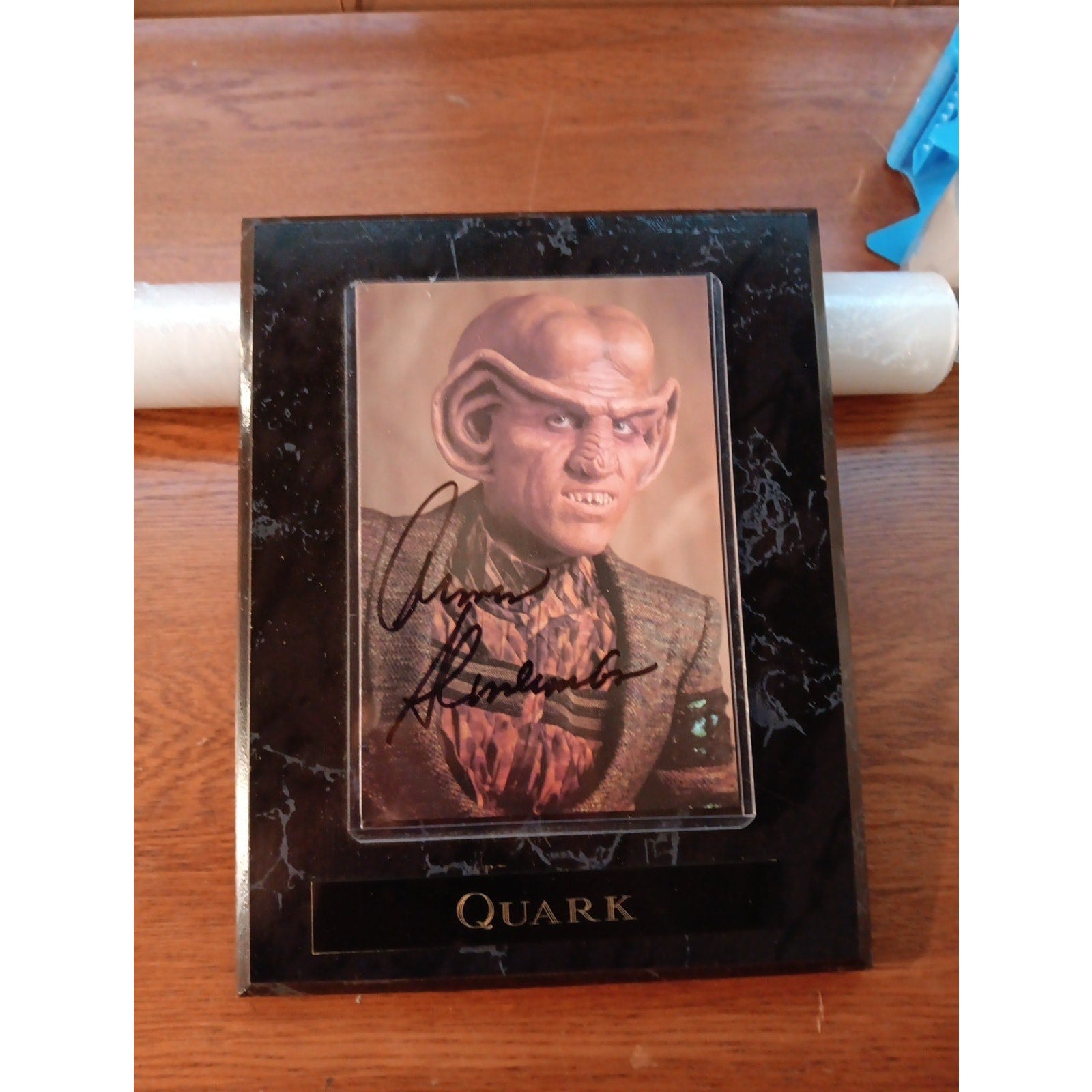 ARMIN SHIMERMAN as Quark - Star Trek: DS9 SIGNED 4x6 Picture On 7x9 Plaque