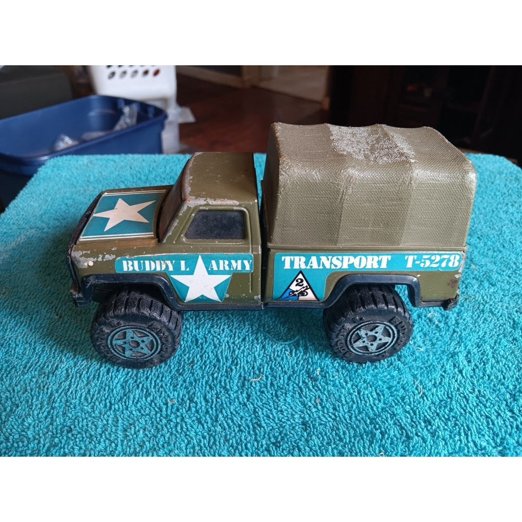VINTAGE ORIGINAL BUDDY "L" T-5278 ARMY TRANSPORT TOY TRUCK!