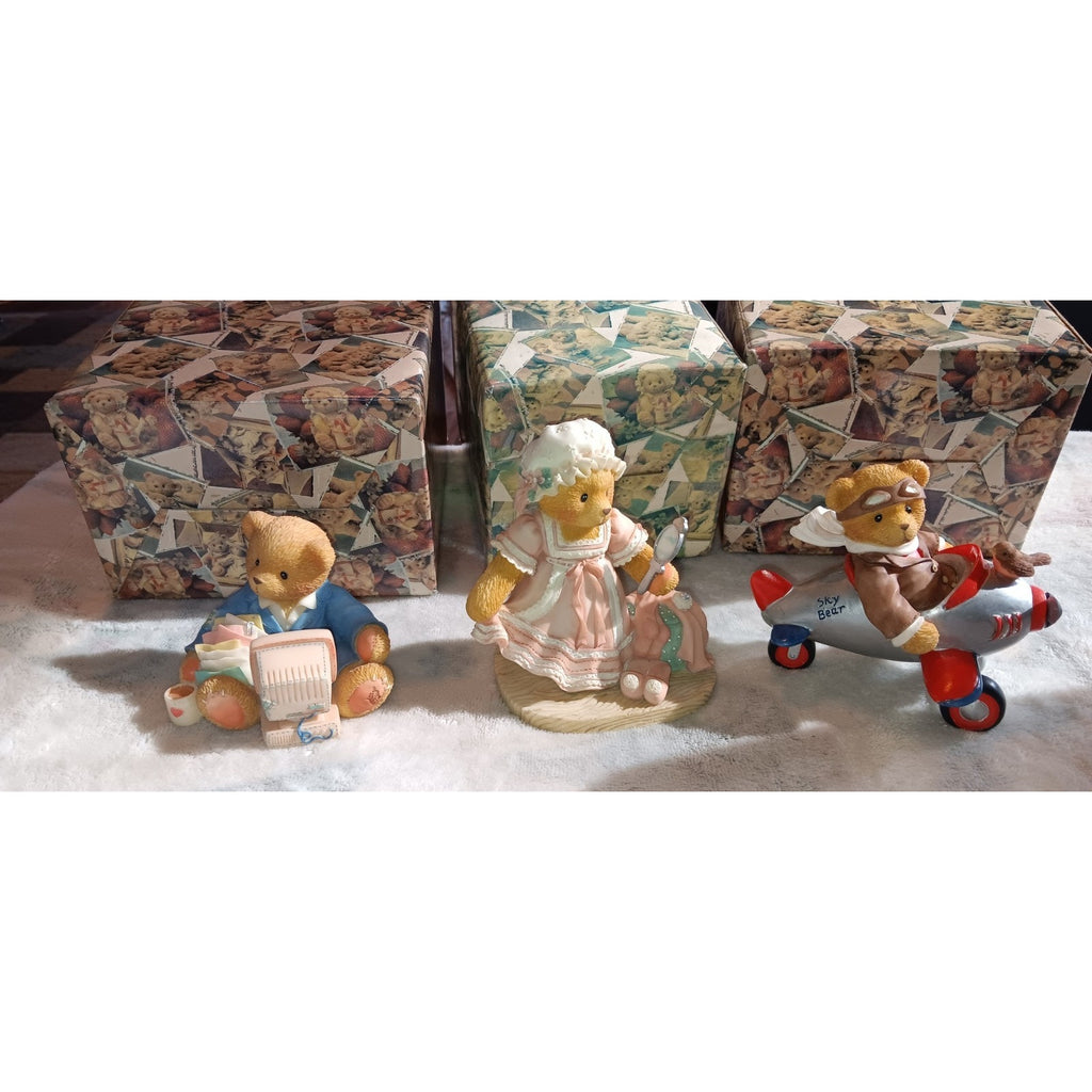 Lot Of 3 Cherished Teddies Figurines Terry, Collette, And Chad In Great Shape