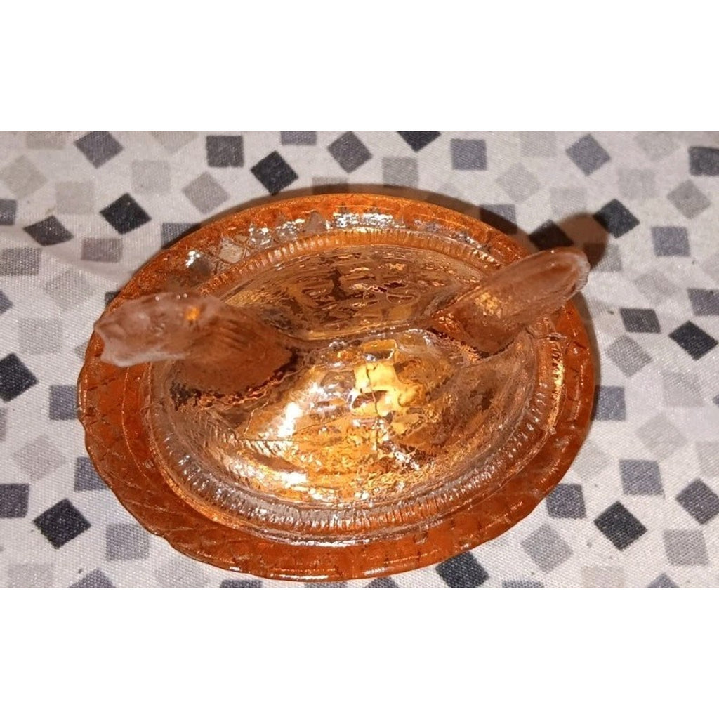Mini Pink Glass Hen On Nest Basket Salt Cellar Covered Dish