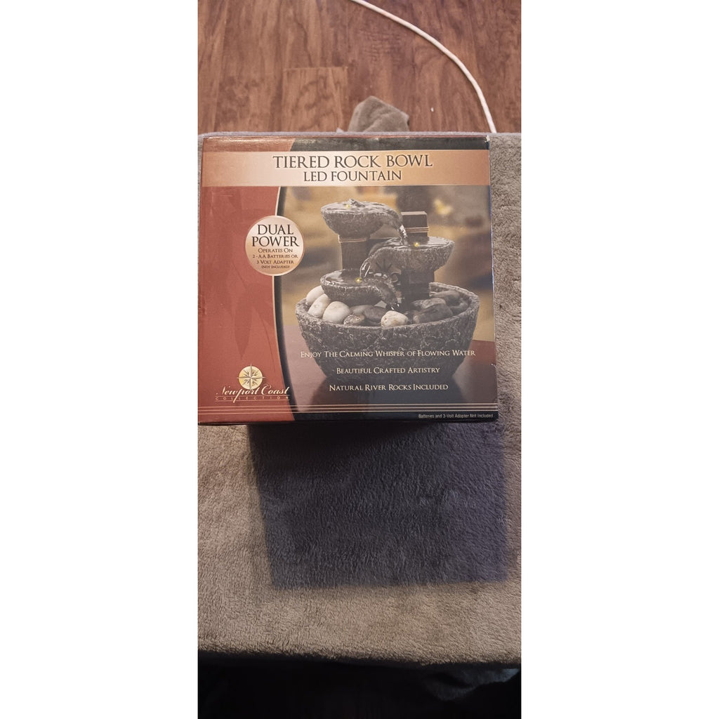 NIB Brand New Newport Coast Tiered Rock Bowl LED Fountain