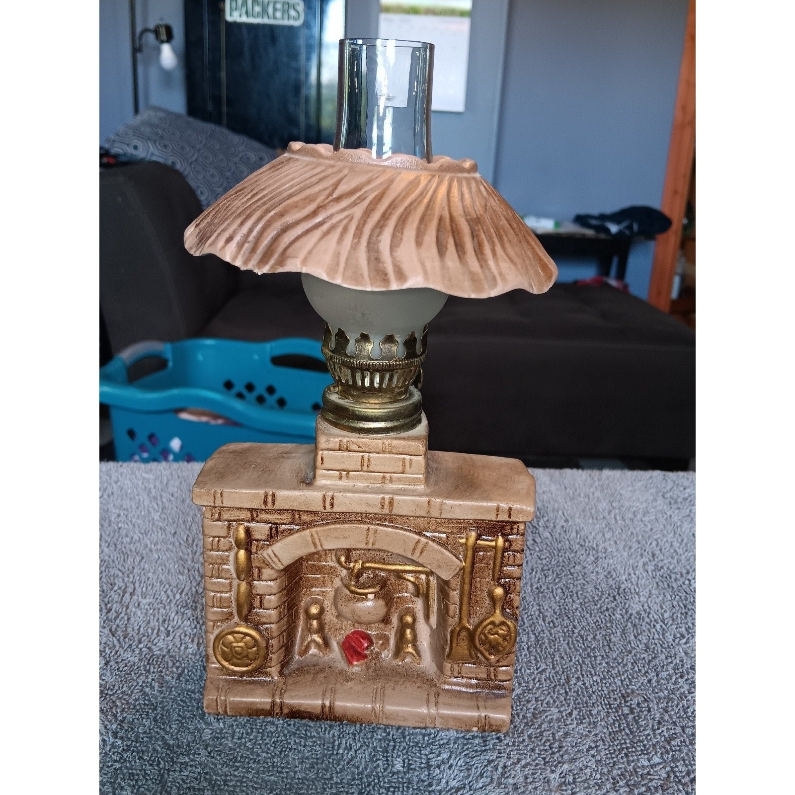 Vintage Fireplace Oil Lamp Figure, Japan Great Condition Rare