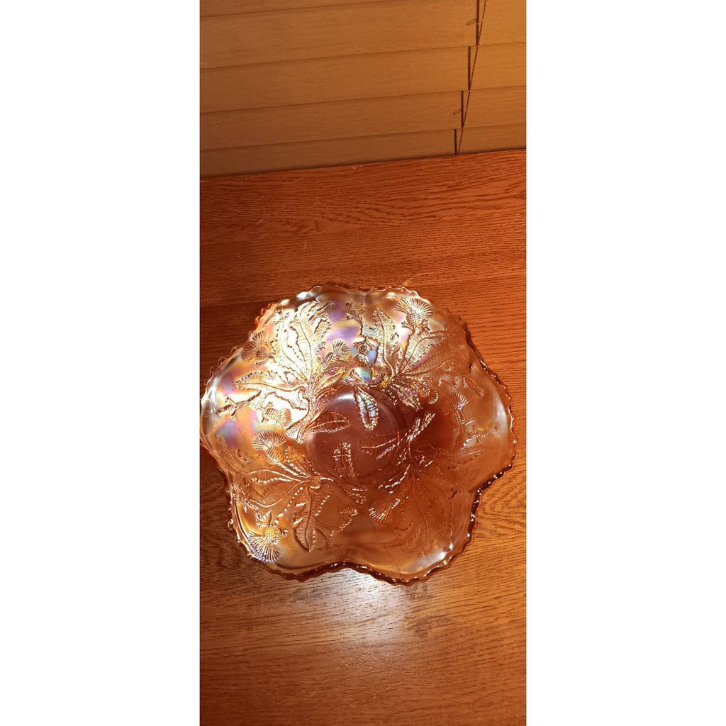 Fenton Carnival Glass Marigold Bowl Thistle Pattern 8" across READ