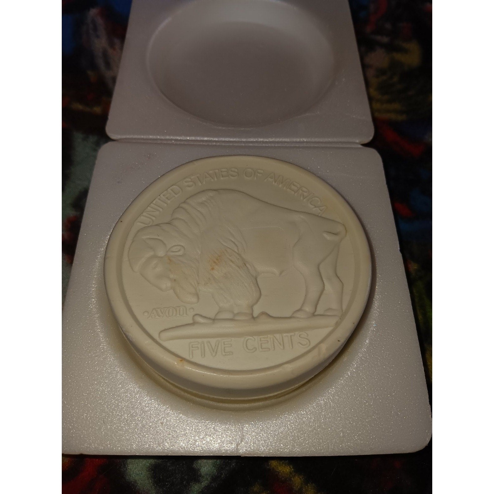 VTG AVON The First Buffalo Nickel 1913 USA Clint Soap & Metal Dish For Men 5"