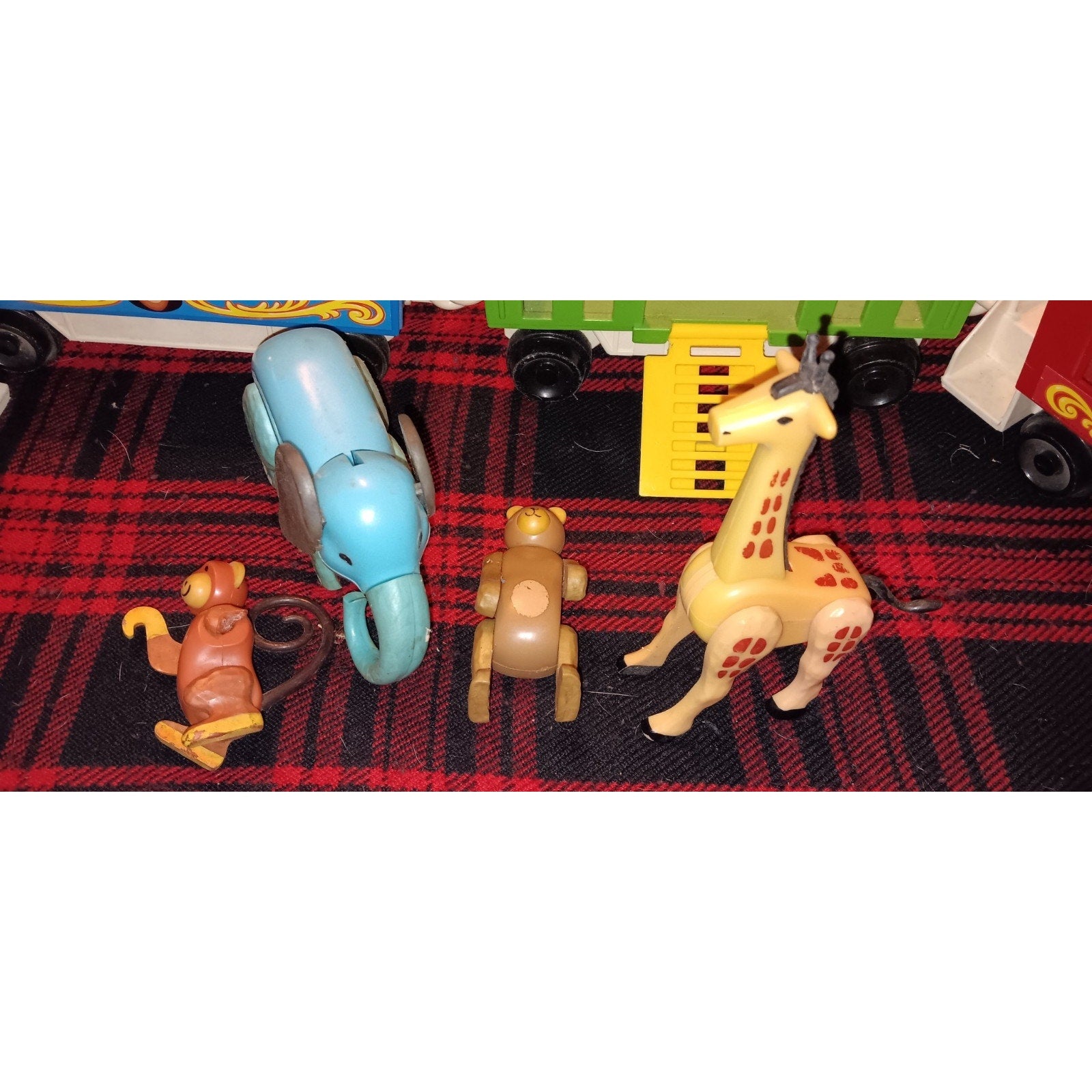 Vintage 1973 Fisher Price Circus Train w/ Working Horn Plus Animals And People