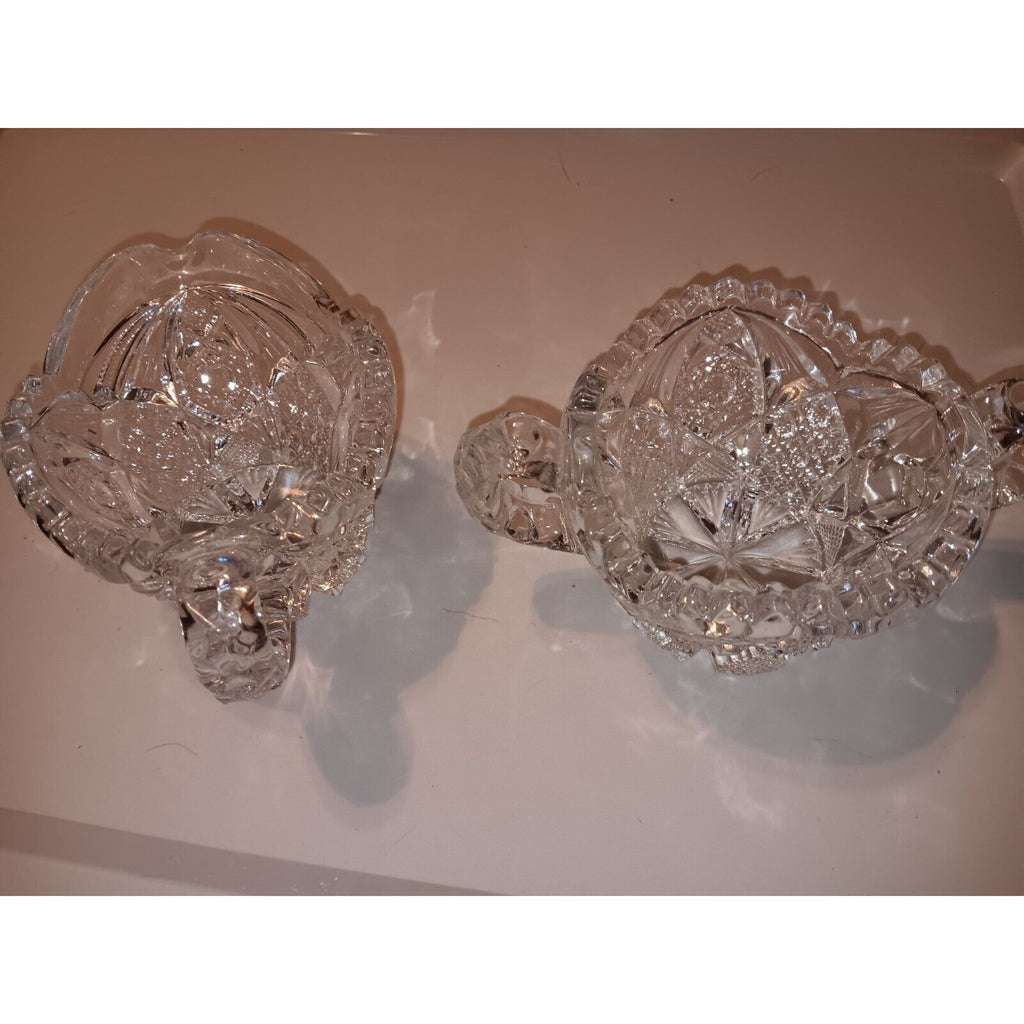 Imperial Glass Creamer and Sugar Set Pattern Number 526 Heavy Sawtooth Edge