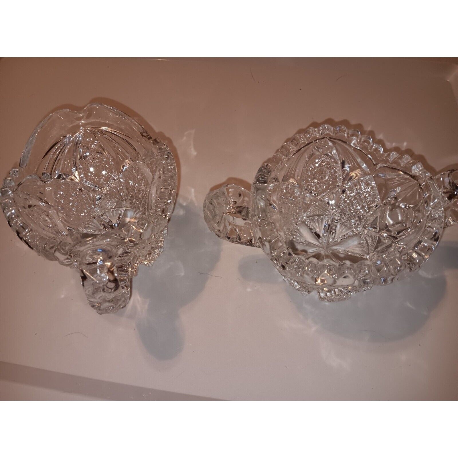 Imperial Glass Creamer and Sugar Set Pattern Number 526 Heavy Sawtooth Edge