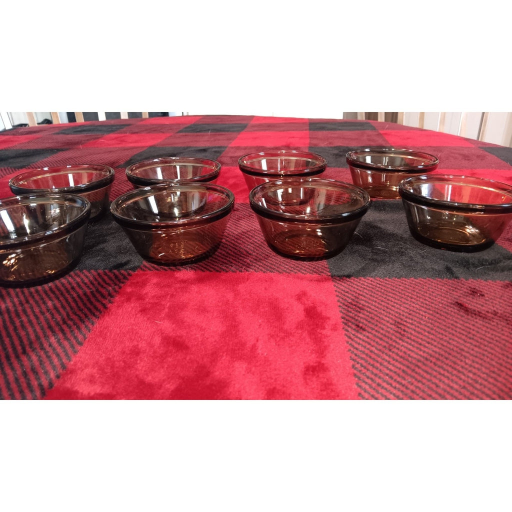 Custard Cup 463 Vtg Set of 8 Custard Ramekin Cups 6oz Amber Smoky Brown