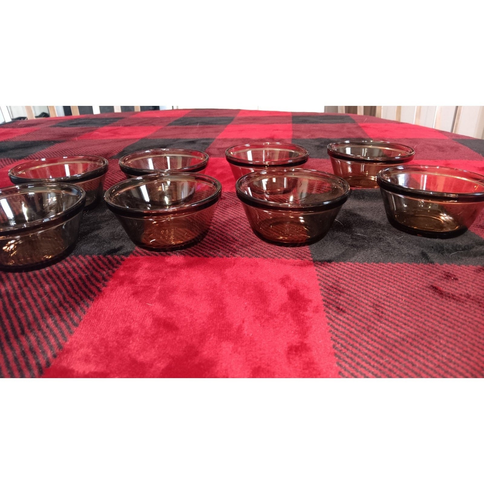 Custard Cup 463 Vtg Set of 8 Custard Ramekin Cups 6oz Amber Smoky Brown