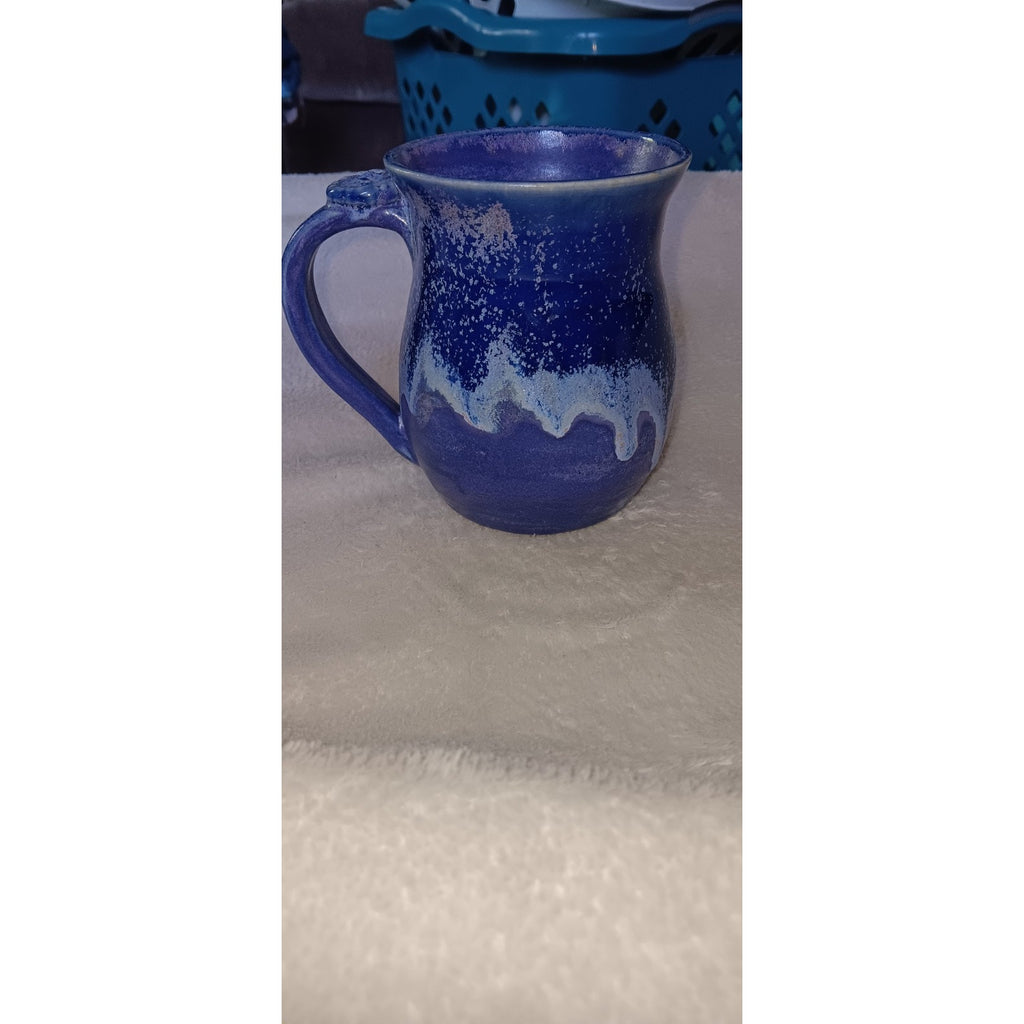 Handmade Ceramic Pottery Mug with Blue/Purple Drip Glaze