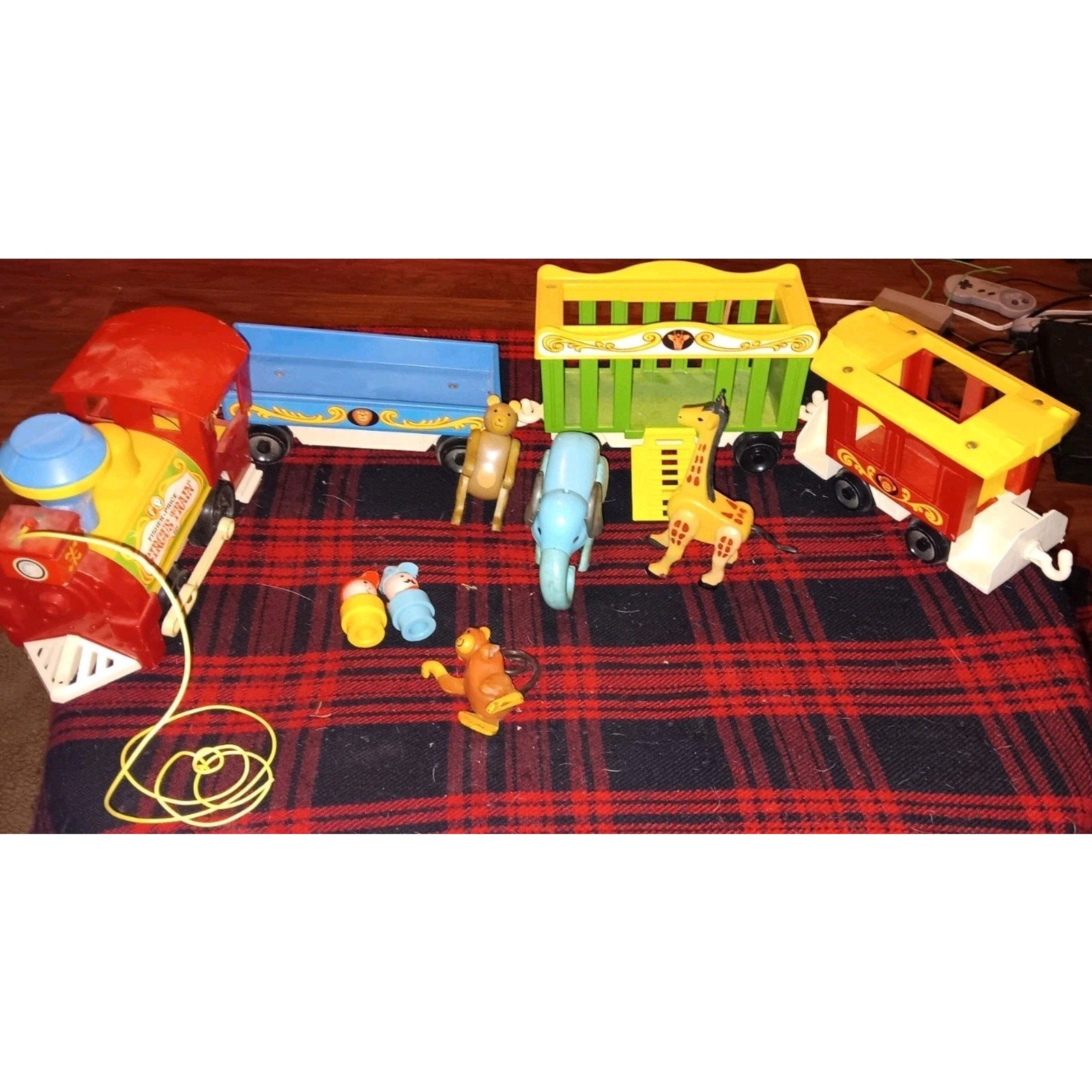 Vintage 1973 Fisher Price Circus Train w/ Working Horn Plus Animals And People