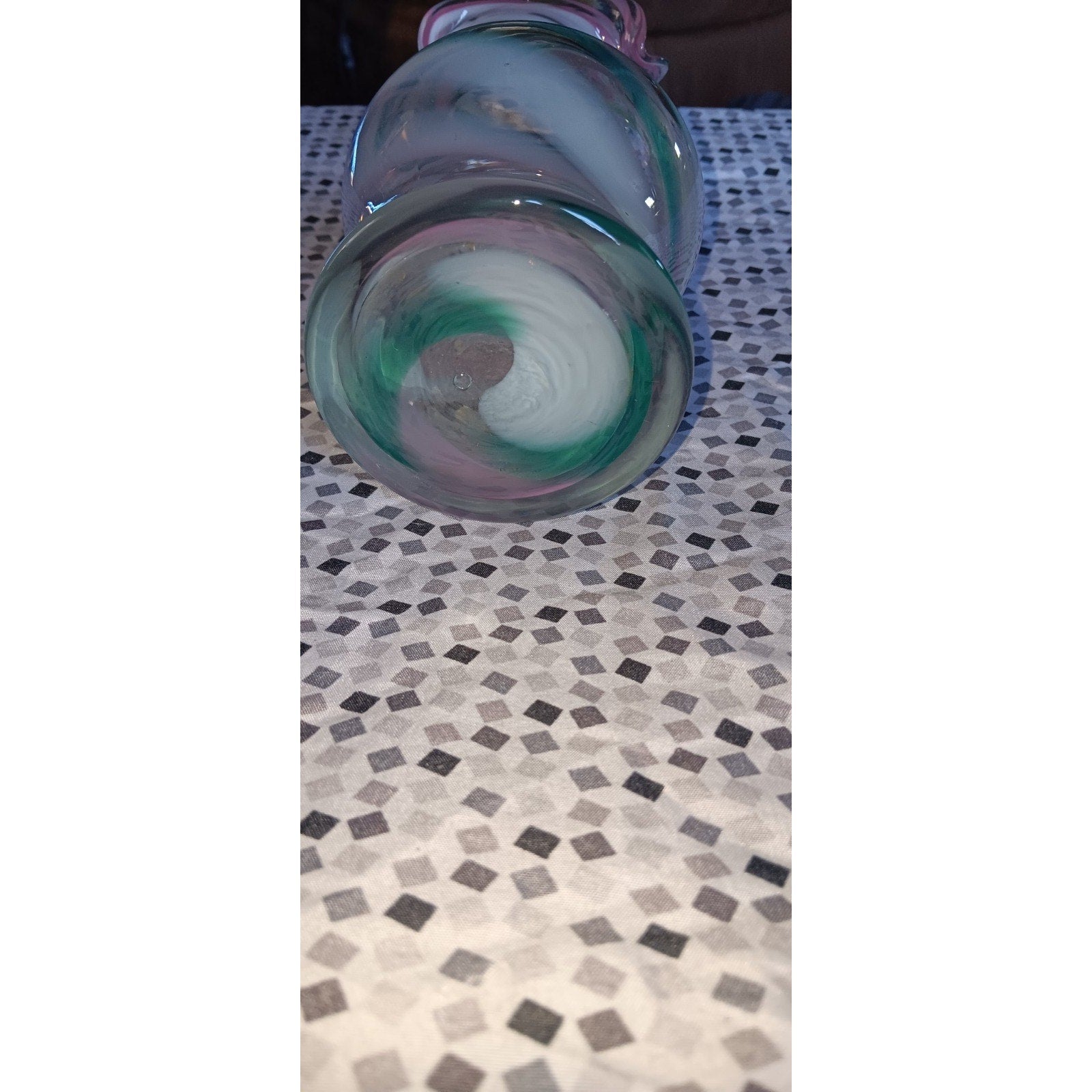 Art Glass Vase Swirled Colors With Ruffled Edge 7" Unmarked