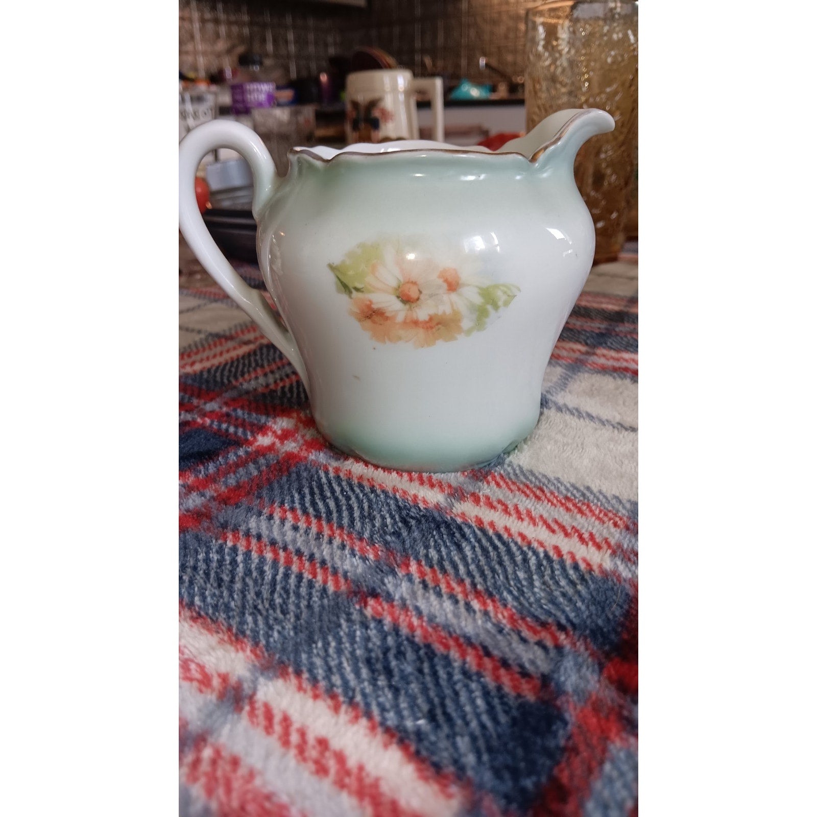Vintage Small Floral Creamer Pitcher Glass Great Condition