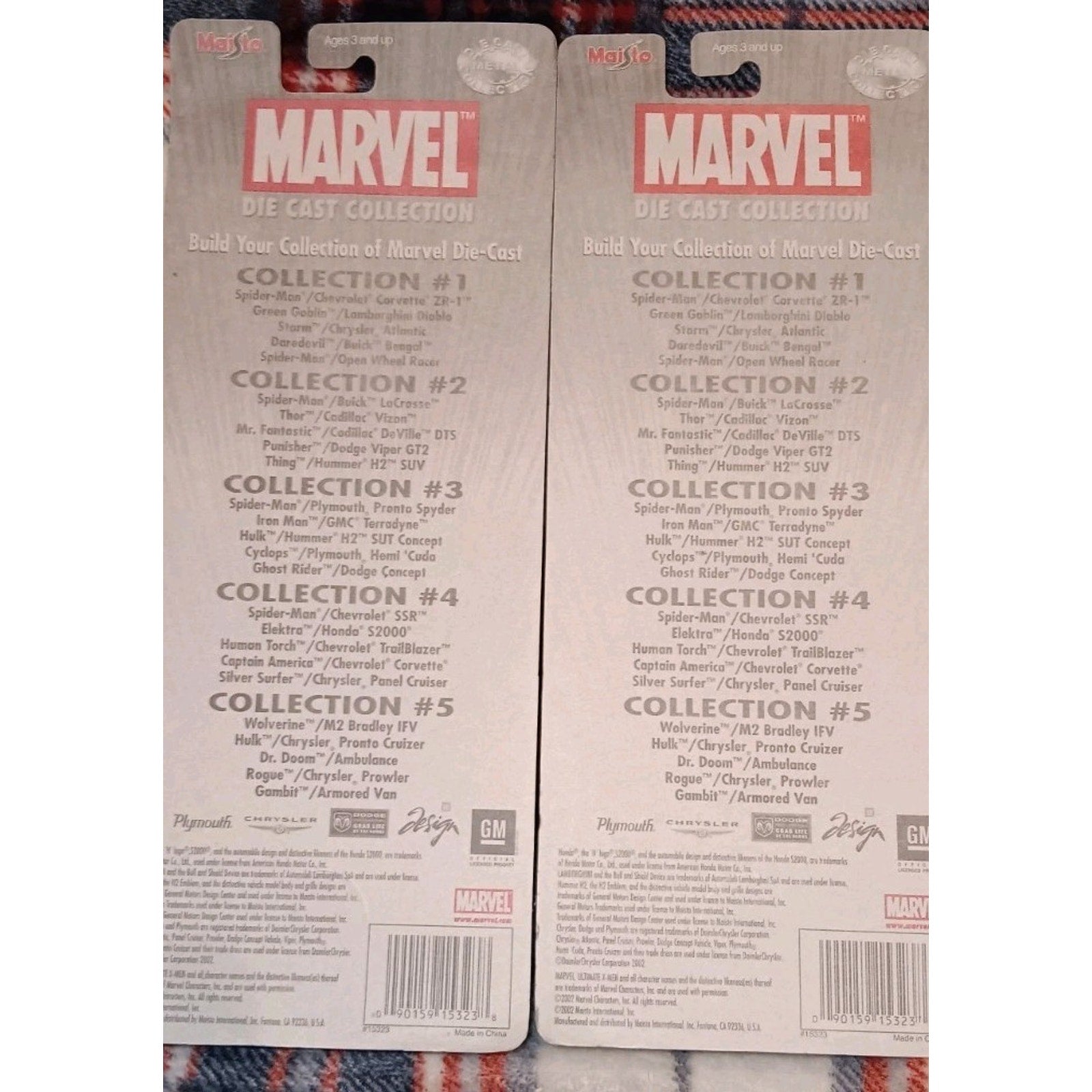 2002 Maisto Marvel Die Cast Metal 5 Car Collections #1 & 4 of 5 Still Sealed Nib