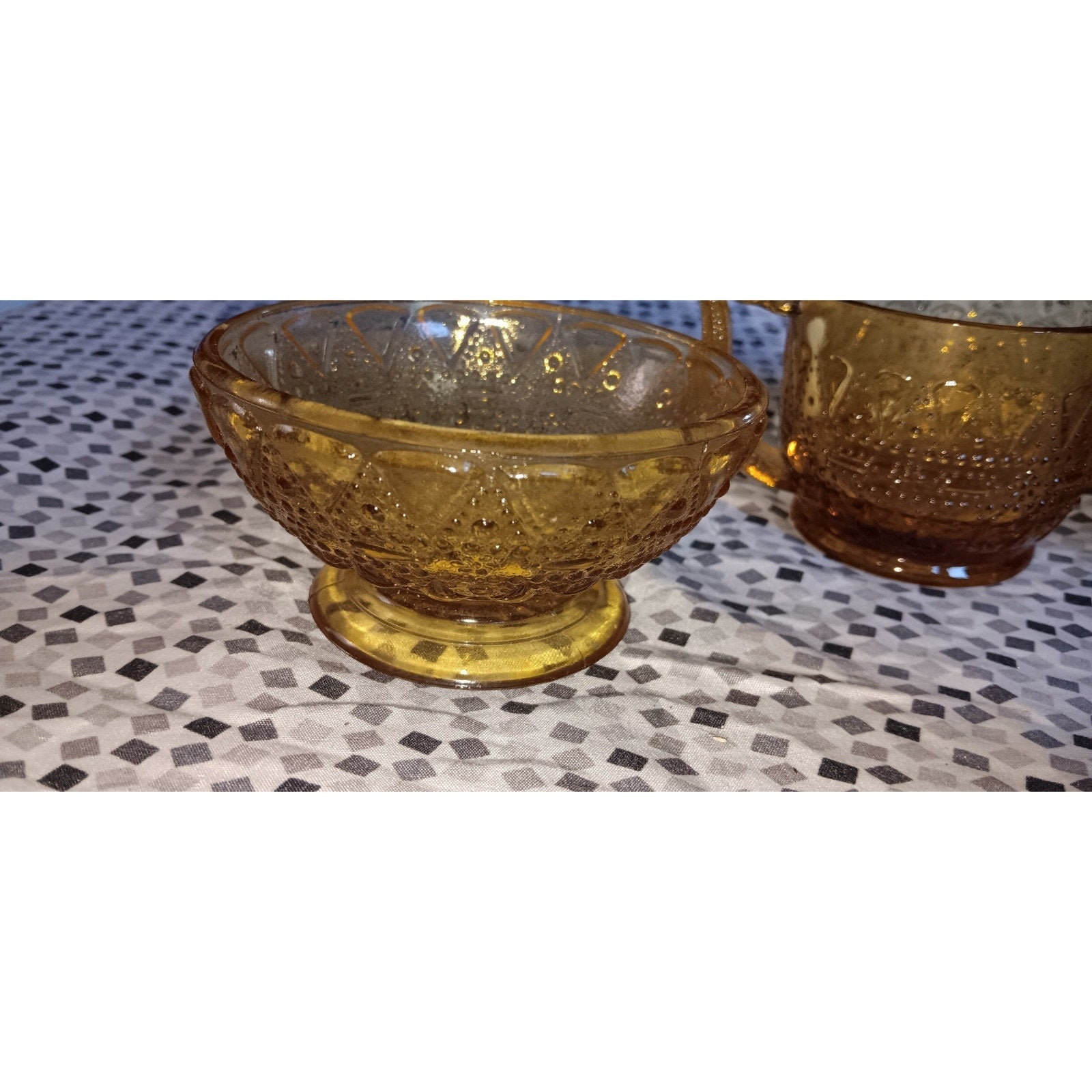 Amber Dessert Bowls And Sugar Bowl