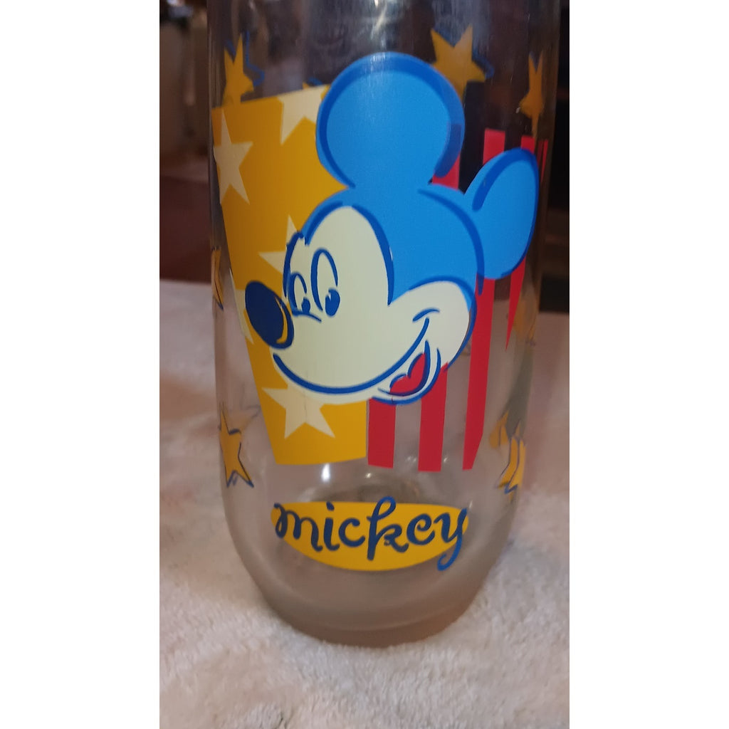 Vintage Collectible~*Disney Mickey Mouse With Stars Drink Glass 5 7/8" Tall