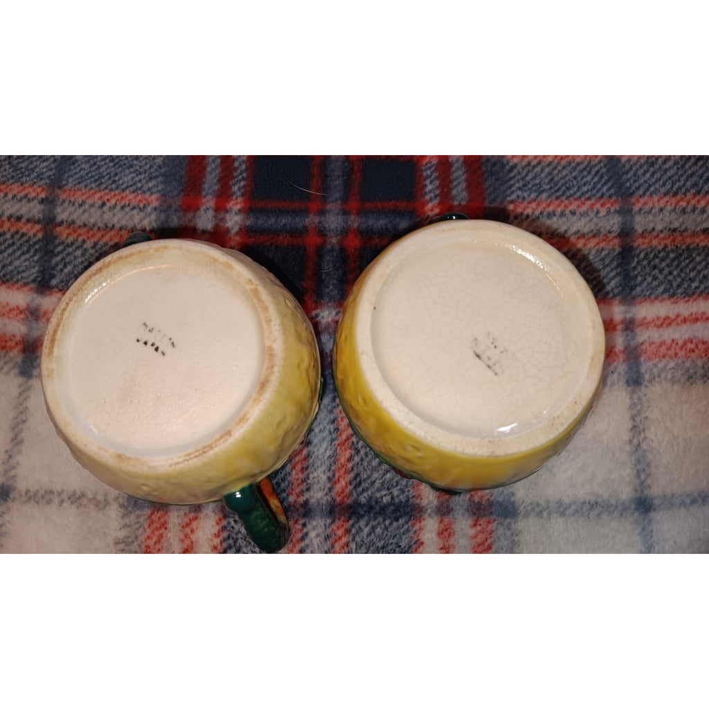 Vintage Majolica Creamer & Sugar Bowl