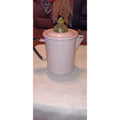 Rare Light Pink & Black Enamelware Coffee Pot W/ Green uranium glass Percolator