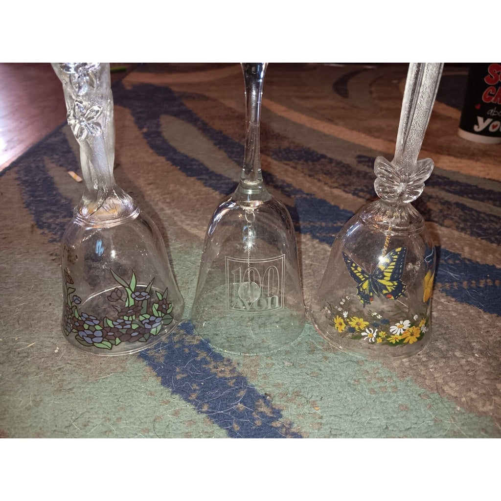 Avon Bell Butterfly & Floral 1990 Vintage Glass Over 24% Full Lead Crystal Bell